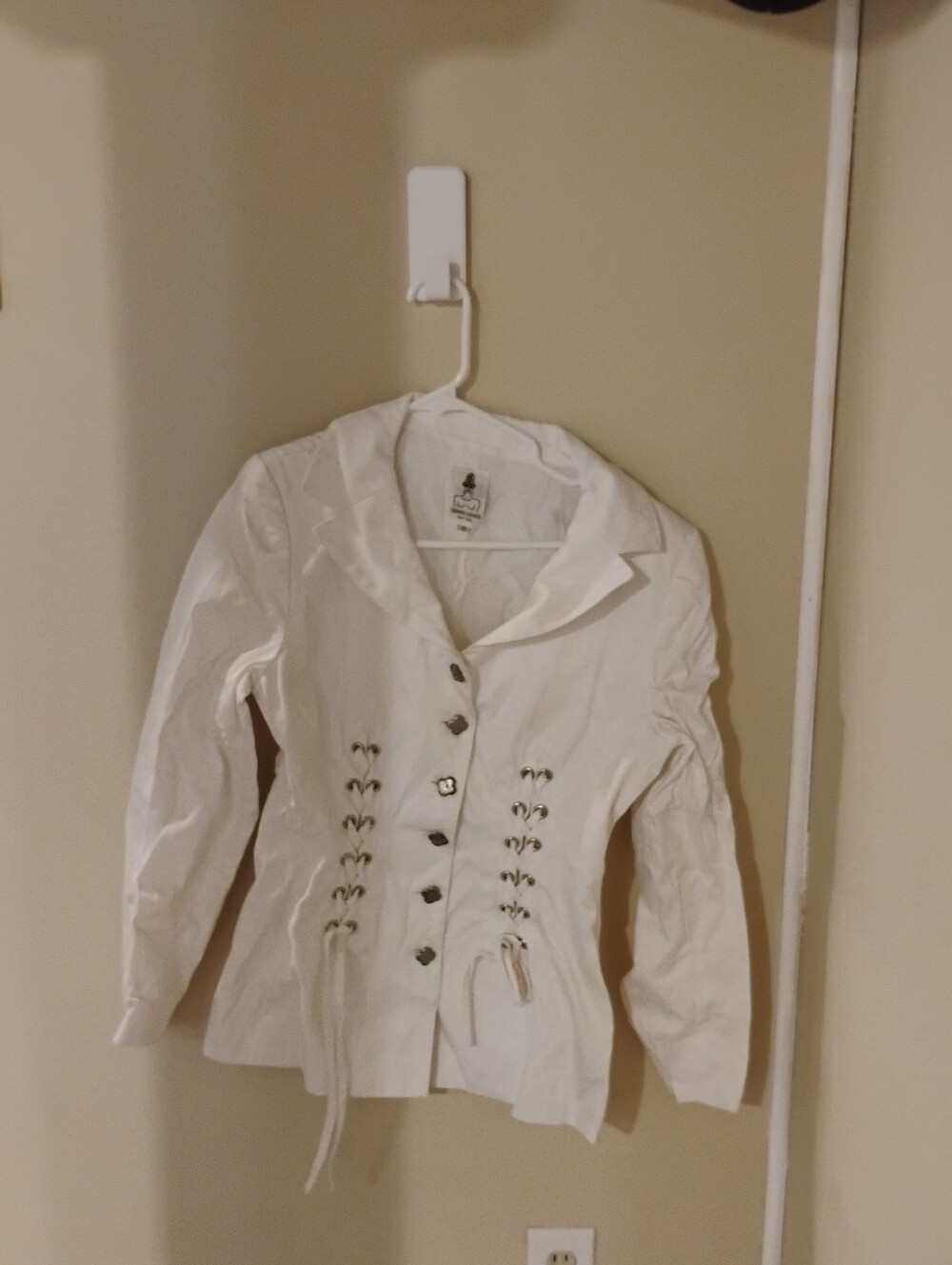 Vintage 2000s Gemma Kahng Designer Flower Button Lace up Jacket Blazer